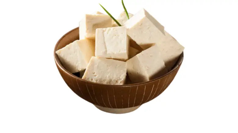 a bowl of tofu cubes